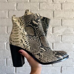 DKNY Black and Cream Snakeskin Ankle Boots